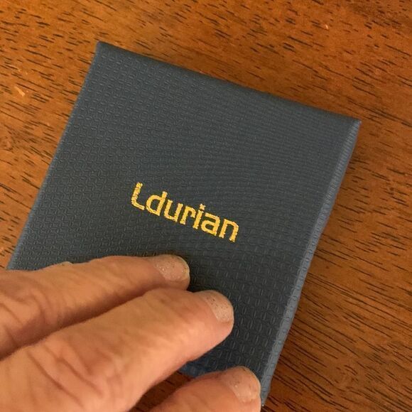 Tiny gold tone hoop earrings with initial P dangle - Picture 5 of 5